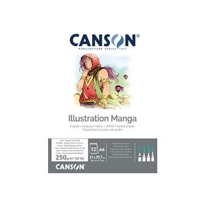 Canson Bloc de dessin Illustration Manga, A4, 250 g/m2 - Lot de 3