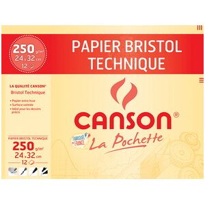 Canson Papier bristol technique, 240 x 320 mm, 250 g/m2 - Lot de 3 Assorti