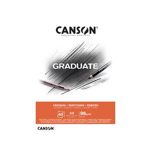 Canson Bloc de dessin GRADUATE CROQUIS, A4 - Lot de 3