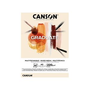 Canson Bloc de dessin GRADUATE MIXED MEDIA, naturel, A4 - Lot de 3 Rose bonbon