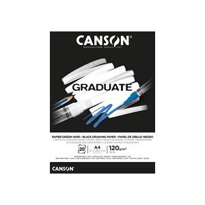 Canson Bloc de dessin GRADUATE PAPIER NOIR, A4 - Lot de 3 Bordeaux