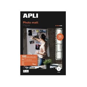 Apli Papier photo, A4, 120 g/m2, mat - Lot de 3 Bleu clair