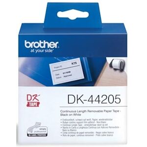 Brother DK44205 - Étiquettes amovibles ORIGINALES Taille personnalisée - Largeur 62mm x 15,24 mètres - Texte noir sur fond blanc - Publicité