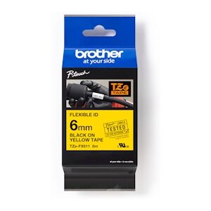 Brother TZeFX611 Ruban d'étiquettes laminé flexible original - Texte noir sur fond jaune - 6 mm de largeur x 8 mètres - Publicité