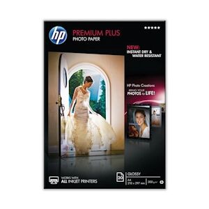 HP Papier Photo Hp Premium Plus, Brillant, 300 G/m2, A4, 20 Feuilles Cr672a