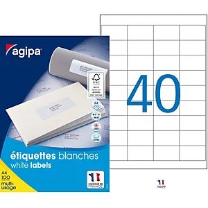AGIPA 118991 Etiquettes blanches multi-usage 48,5 x 25,4 mm - Boîte de 4000 - Publicité