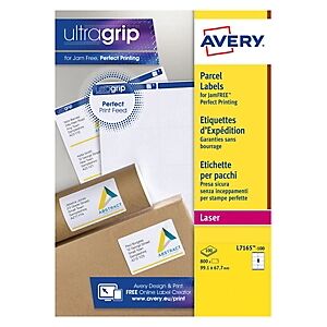 Avery Dennison Etiketten Zweckform ultragrip L7165, 99,1x67,7 mm, weiss, Pk. 800 Stk., Etiketten - Publicité