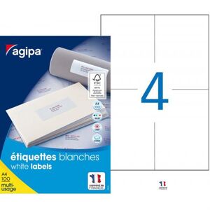 400 Étiquettes Blanches - A4 - 105X148,5Mm - Pose Express - Agipa 119014 - Publicité