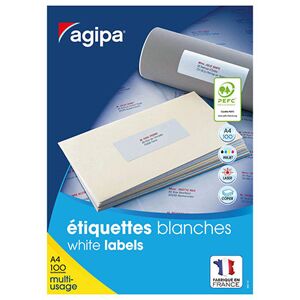 Étiquettes adhésives blanches multi-usages Agipa - 70 x 35 mm - 24 Étiquettes par feuille - paquet 2400 unités - Publicité