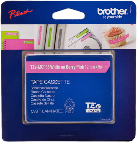 Brother TZ-MQP35 Ruban Blanc sur rose(matt) Original TZe-MQP35