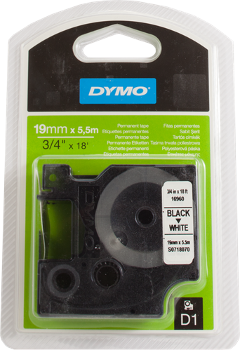 Dymo 16960 Ruban Noir sur blanc Original S0718070