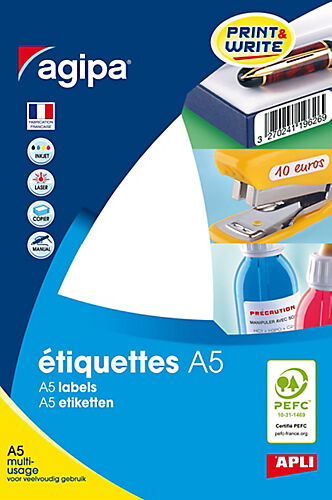 APLI Pastilles multi-usage APLI A5 Blanc 16 Feuilles de 40 Étiquettes