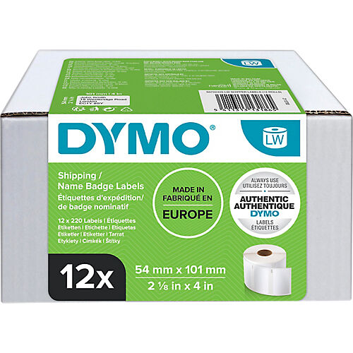 DYMO Etiquettes d'expédition DYMO LabelWriter LW Blanc 101 x 54 mm 12 Rouleaux de 220 Étiquettes