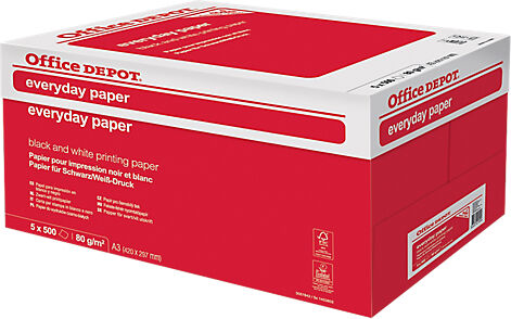 Office Depot Papier Office Depot A3 80 g/m² Blanc Everyday - 5 Unités de 500 Feuilles