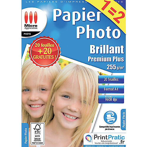 Micro Application Papier photo Micro Application 5335 A4 255 g/m² - 40 Feuilles