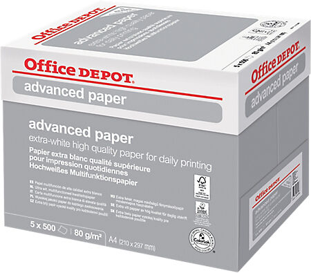 Office Depot Papier Office Depot A4 80 g/m² Blanc Advanced - 5 Paquets de 500 Feuilles