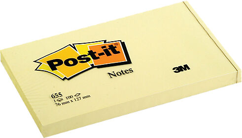 Post-it Notes adhésives Post-it 127 x 76 mm Classique Jaune - 12 Unités de 100 Feuilles