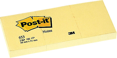 Post-it Notes adhésives Post-it 51 x 38 mm Classique Jaune - 12 Unités de 100 Feuilles