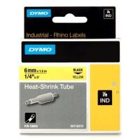 Dymo 18052 IND Rhino 6mm heat-shrink tape, black on yellow (original)