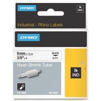 Dymo 18053 IND Rhino 9mm heat-shrink tape, black on white (original)