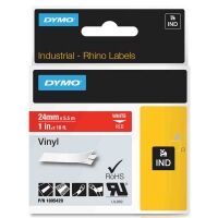 Dymo 1805429 IND Rhino 24mm vinyl tape, white on red (original)