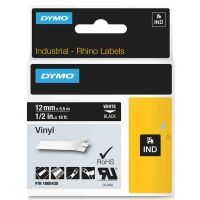 Dymo 1805435 IND Rhino 12mm vinyl tape, white on black (original)