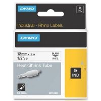 Dymo 18055 IND Rhino 12mm heat-shrink tape, black on white (original)