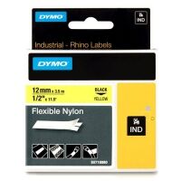 Dymo 18490 IND Rhino 12mm flexible nylon tape, black on yellow (original)