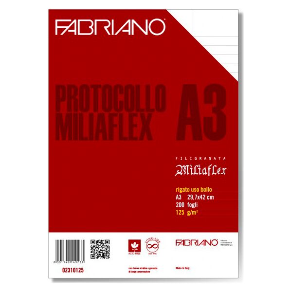 fabriano 2310125 risma carta rigata protocollo uso bollo 4 risme da 200 fogli - 2310125