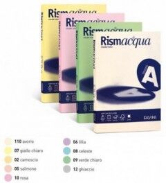 Favini Rismacqua - cartoncino colorato A4 colore celeste 200 g/mq - risma da 125 fogli