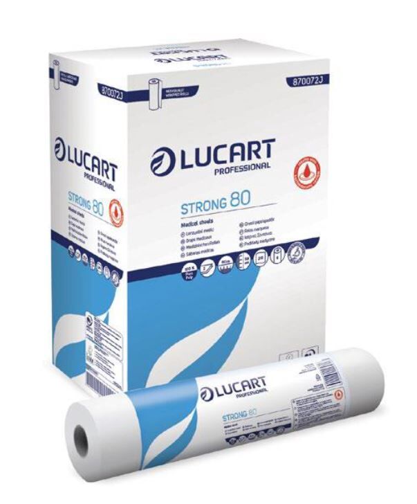 Lucart Lenzuolino Medico 2 Veli Micro Incollati, Pura Cellulosa, Colore Bianco Cf Da 6 Rotoli
