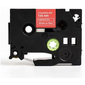 Tape 18mm TZe-445 vit på röd