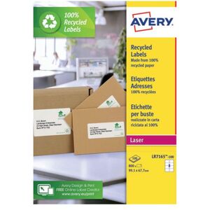 Avery Laser Labels Recycled 8 Per Sheet White (Pack of 800) LR7165-100