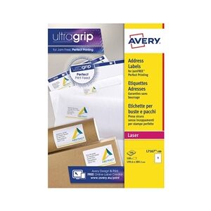 Avery Addressing Labels Laser Jam-Free 199.6x289.1mm White 100 Labels