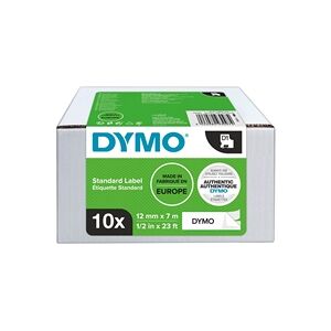 Dymo D1 LabelMaker Tape 12mmx7mm Black on White (Pack of 10) 2093097