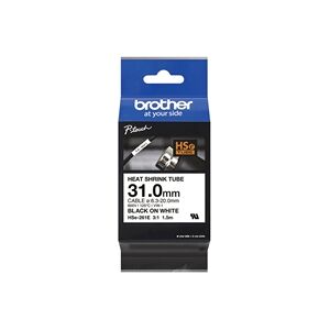 Brother Hse Heat Shrink Tube Tape 31mm x 1.5m Black on White HSE261E