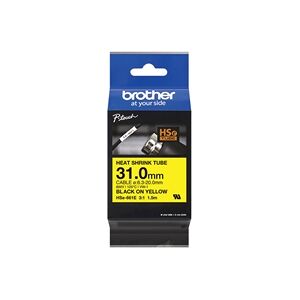 Brother Hse Heat Shrink Tube Tape 31mm x 1.5m Black on Yellow HSE661E