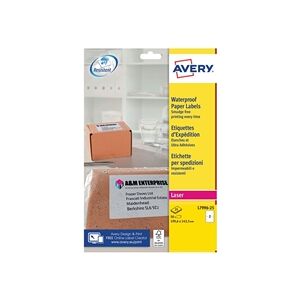 Avery Waterproof Paper Label 199x143mm 2 Per Sheet (Pack 50) L7996-25