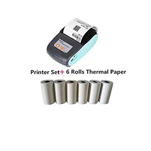 CLEIDE Handheld Inkjet Printer, Portable Thermal BT 4.0 Receipt Printer Mini Printer Mobile 58mm Machine Taxi Printer Quick Drying on Different Materials (Color : Add 6 Rolls Paper)