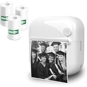 QUR Sticker Printer, Mini Printer, Inkless Sticker Printer 3 Rolls Sticker White Study Notes