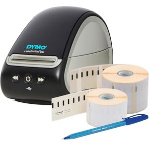 Dymo LabelWriter 550 Label Printer Authentic Multi-Purpose Labels, 57 mm x 32 mm, Self-Adhesive, Roll of 1000 & LW Small Name Badge Labels 41 mm x 89 mm Roll of 300 & PaperMate Pen