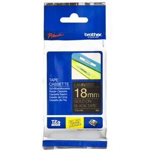 Original Brother P-Touch TZE344 18mm Gloss Tape - Gold on Black