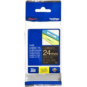 Original Brother P-Touch TZE354 24mm Gloss Tape - Gold on Black