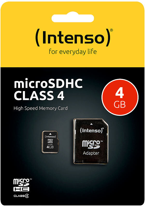 Intenso microSDHC Speicherkarte 4 GB  Class 4 inkl. SD-Adapter