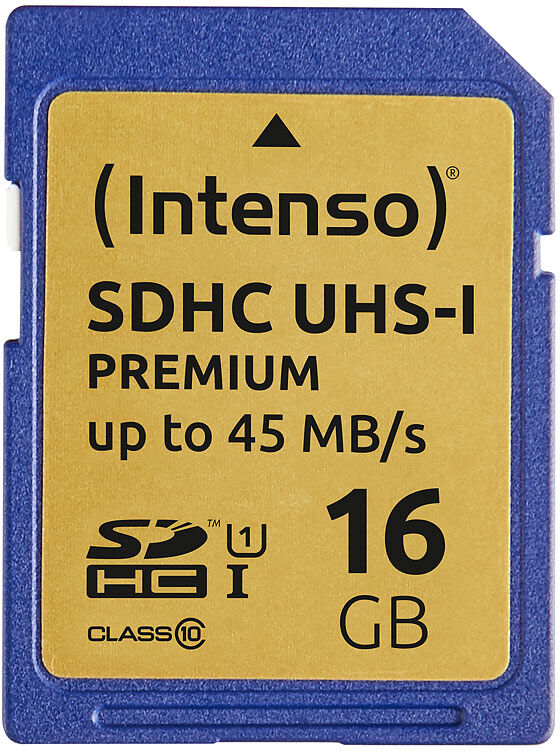 Intenso Premium SDHC-Speicherkarte 16 GB, UHS-I, Class 10 / U1