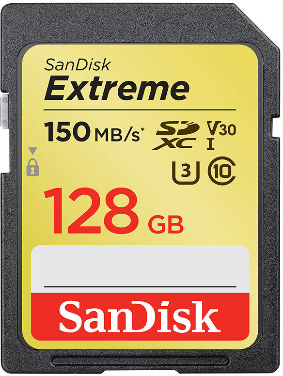 SanDisk Extreme SDXC-Speicherkarte 128 GB, UHS-I Class 3 (U3) / V30, 150 MB/s