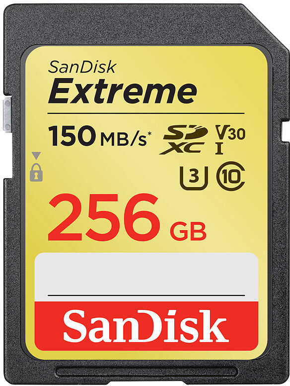 SanDisk Extreme SDXC-Speicherkarte 256 GB, UHS-I Class 3 (U3) / V30, 150 MB/s