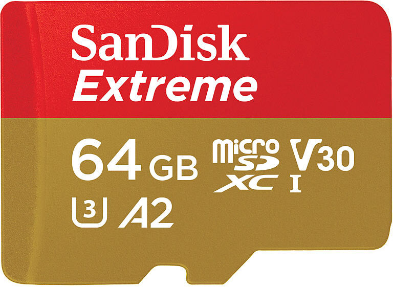 SanDisk Extreme microSDXC-Speicherkarte 64 GB, Class 10, U3, V30  A2, 160 MB/s