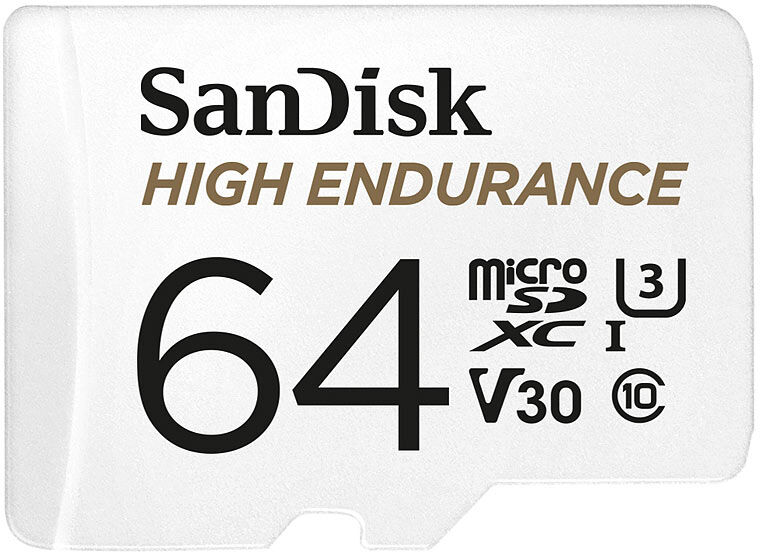 SanDisk High Endurance microSD-Karte mit SD-Adapter, 64 GB, Class 10, U3, V30