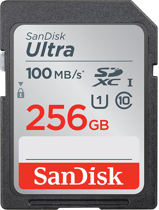 SanDisk Ultra SDXC-Speicherkarte, 256 GB, Class 10, 100 MB/s, UHS U1